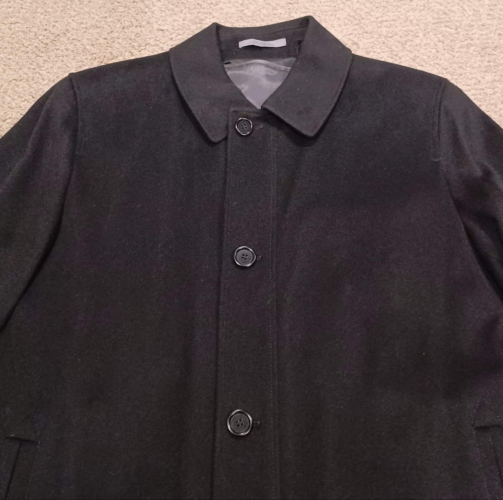 John W Nordstrom Black 100% Wool Trench Coat Loro Piana Storm Systems for Men